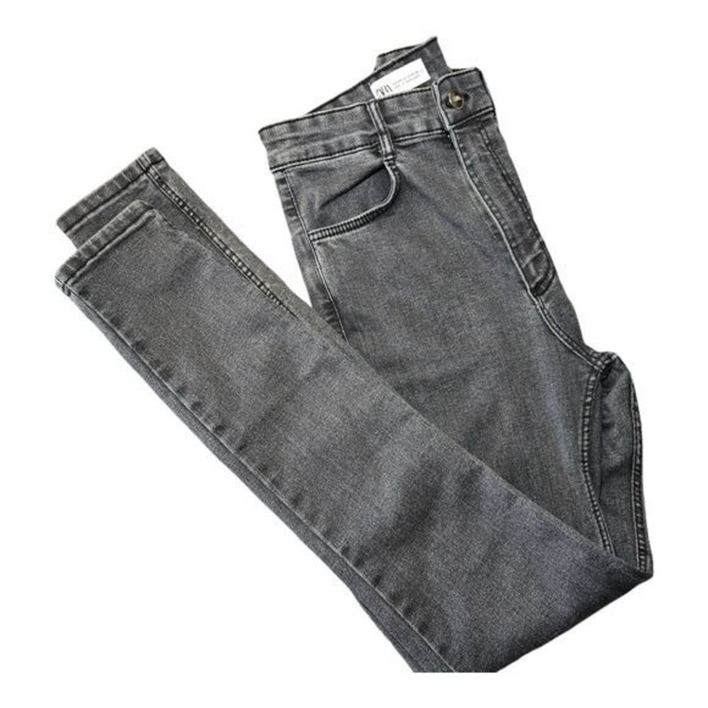 Zara Jeans Womens 2 Black Gray Skinny Denim Pants Minimalist Streetwear
